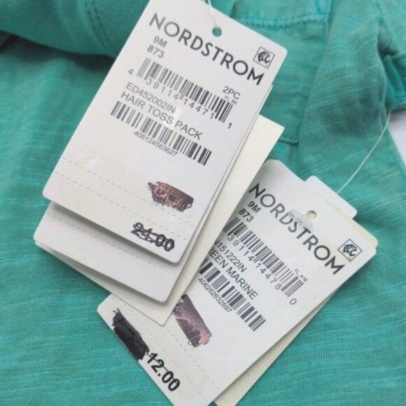 Open Edit Nordstrom Baby Clothes Top & Two Shorts Set 9M Green Multicolor NEW - Picture 9 of 10